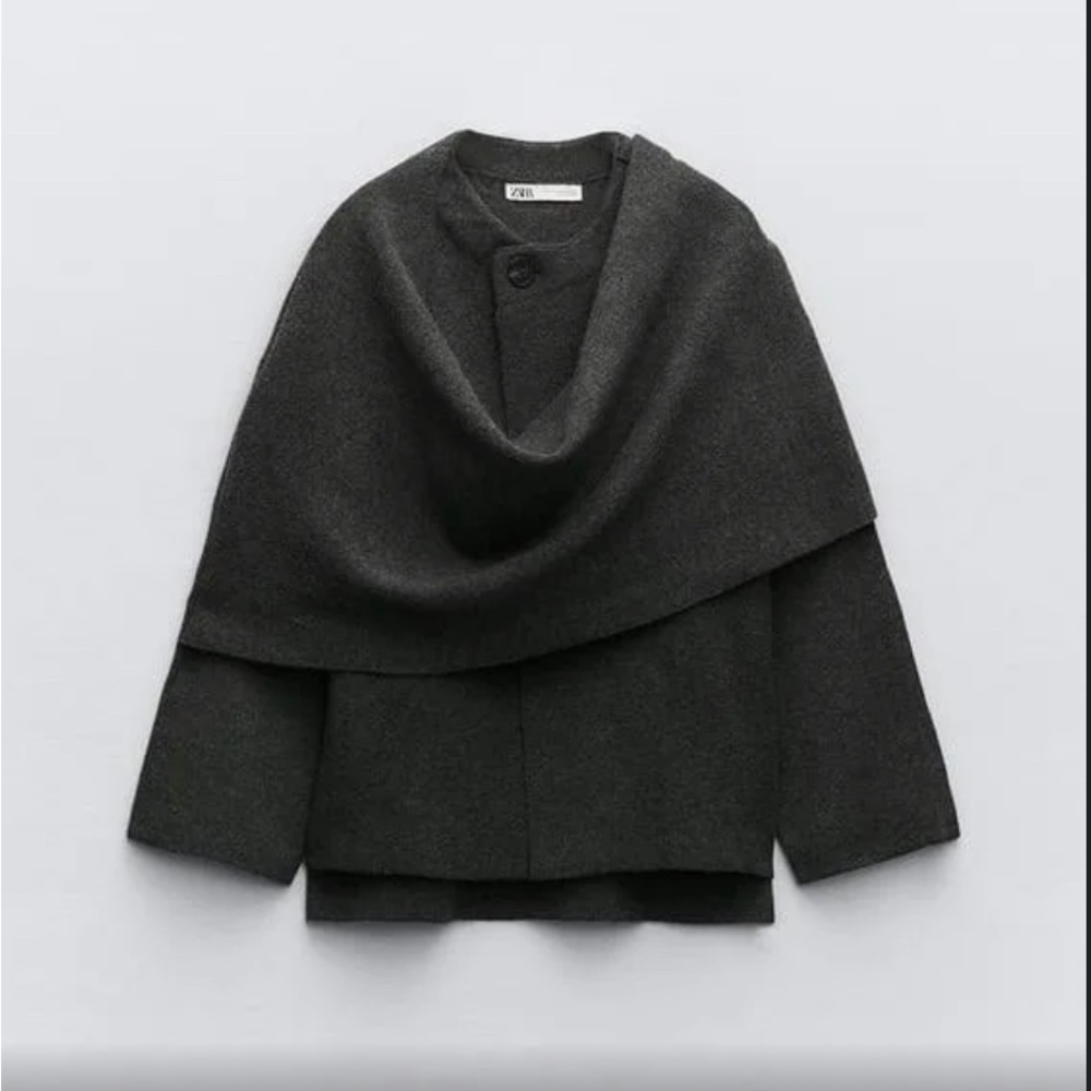 Zara asymmetrical scarf coat NWT L-XL